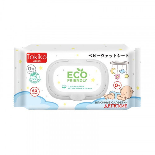 TOKIKO Japan Eco Влажные салфетки детские 60шт с клапаном